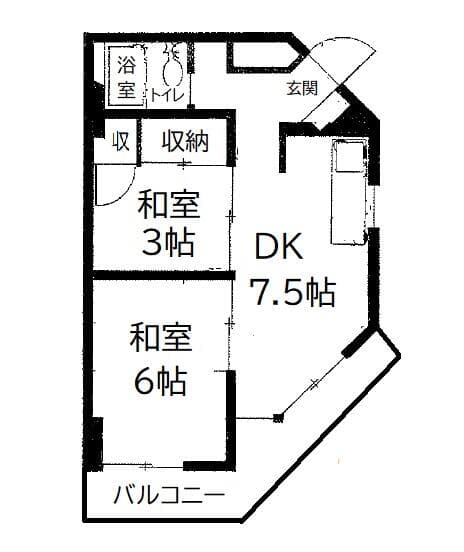 仙台市青葉区 小松島３丁目（東照宮駅） 6階 ２ＤＫ